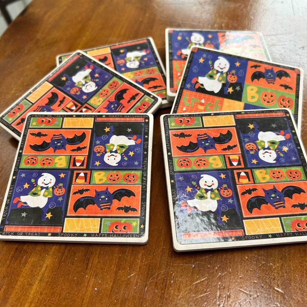Halloween Themed ceramic coasters for those who love this spooky season